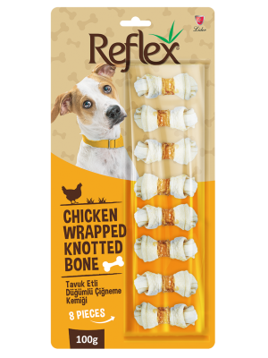 REFLEX TAVUK ETLİ DÜGÜMLÜ KEMİK 8'li 100 GR